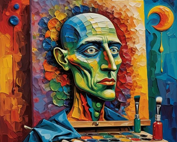 Vibrant Abstract Portrait of a Man with Colorful Background