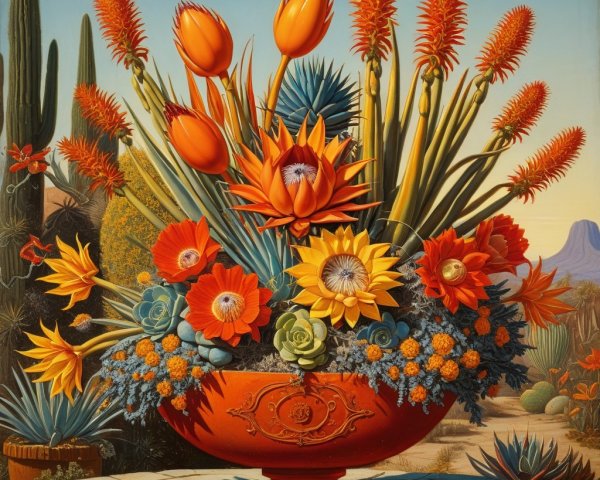 Vibrant Flower Bouquet in Ornate Terracotta Vase
