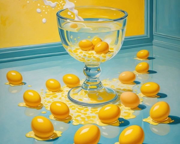 Symmetrical Pop Art Still Life with Goblet and Yolk