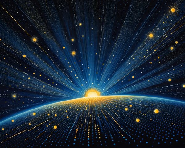 Vibrant Sunrise Over a Distant Cosmic Horizon