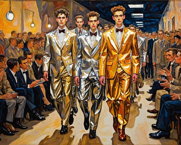 Fashion Show with Models in Metallic Suits