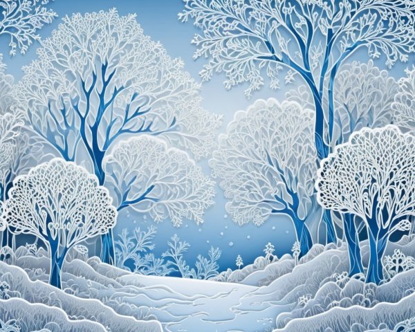 Serene Winter Landscape with Snow-Covered Trees