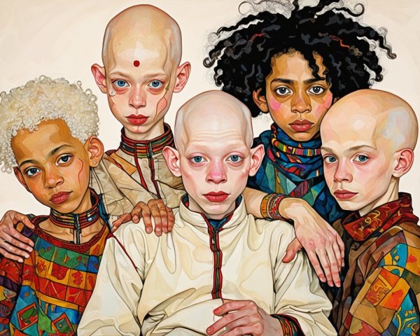 Portrait of Five Distinct Children in Colorful Attire