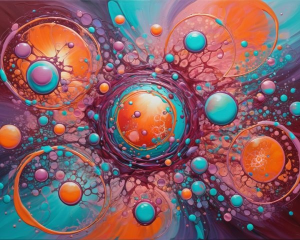Vibrant Abstract Artwork with Swirling Colors and Forms