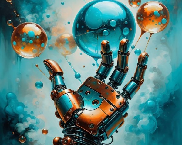 Hyperrealistic Digital Painting of a Robotic Hand