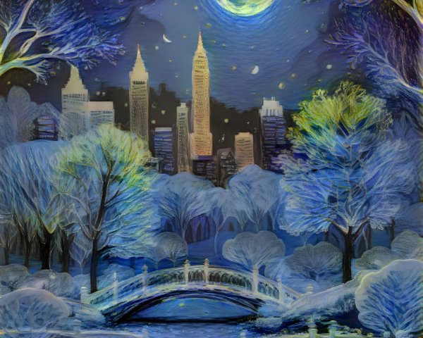 Serene Winter Night Scene in a Snowy Park