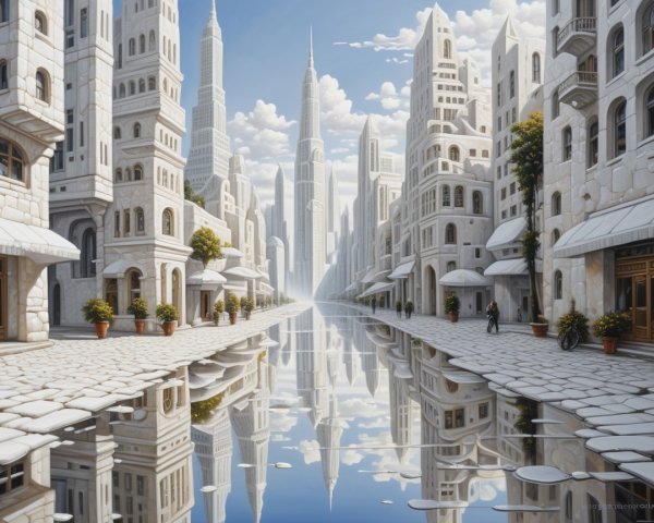 Futuristic cityscape with skyscrapers and greenery