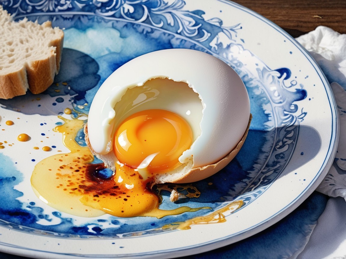 Elegant Breakfast Dish with Egg and Rustic Bread