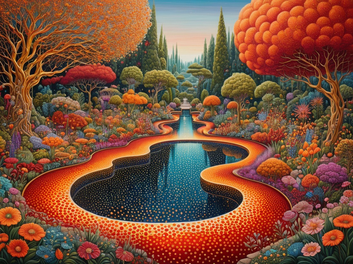 Vibrant Landscape with Winding River and Colorful Foliage