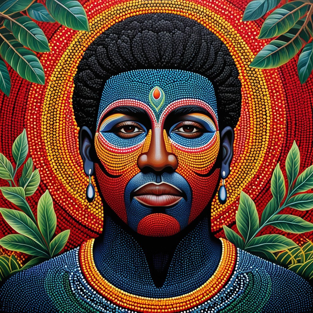 Portrait with Intricate Face Paint and Vibrant Patterns