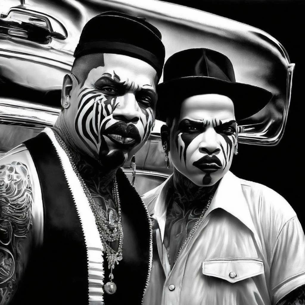 Figures with Intricate Face Tattoos and Bold Fashion