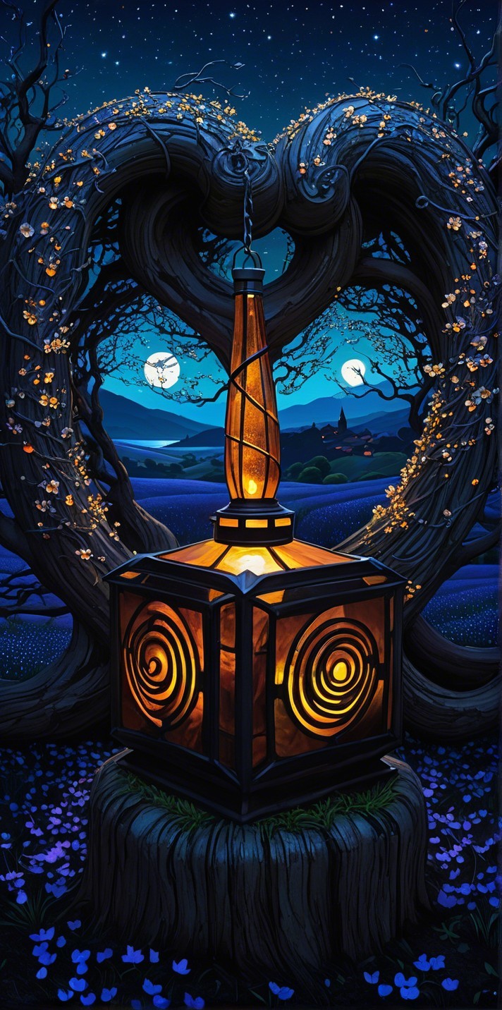 Heart-Shaped Tree Arch with Lantern and Moons