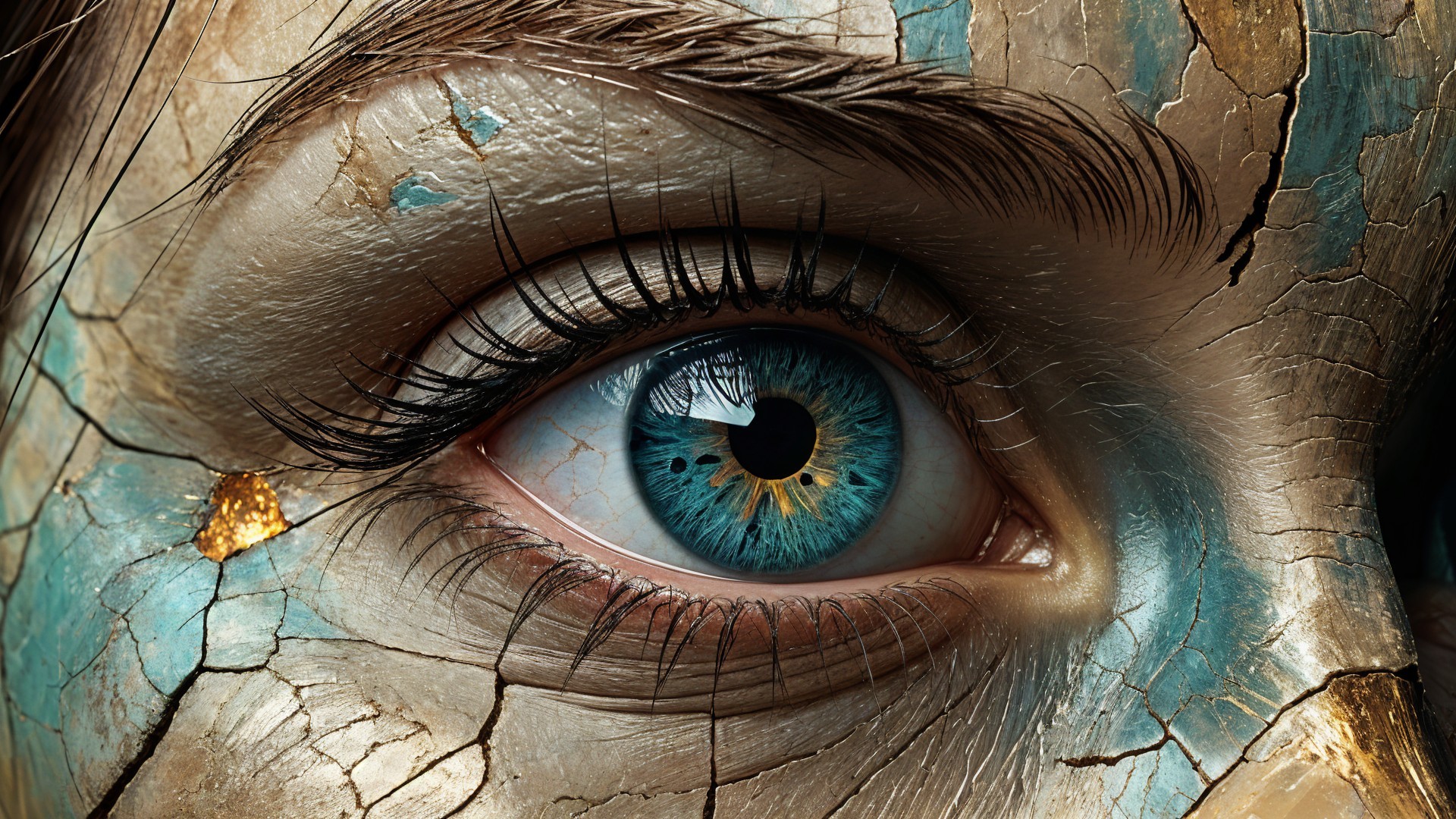 Close-Up of a Detailed Blue Eye with Textured Skin