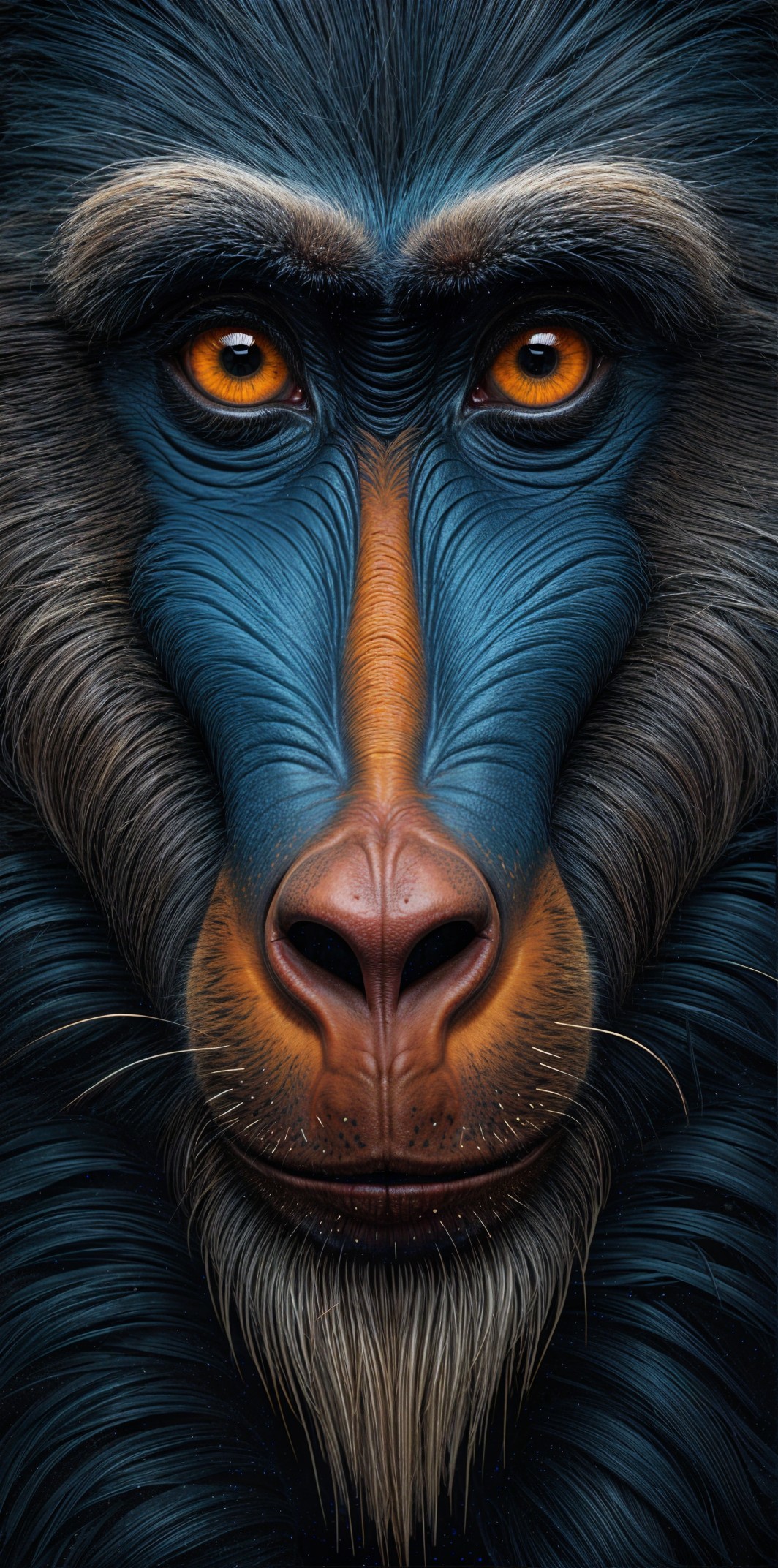 Detailed Illustration of a Baboon's Face with Vivid Colors