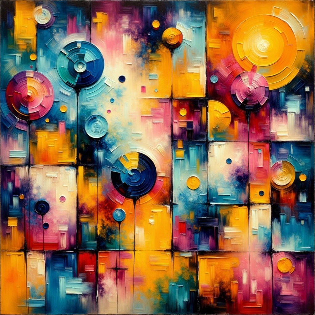 Abstract Composition with Vibrant Colors and Circles