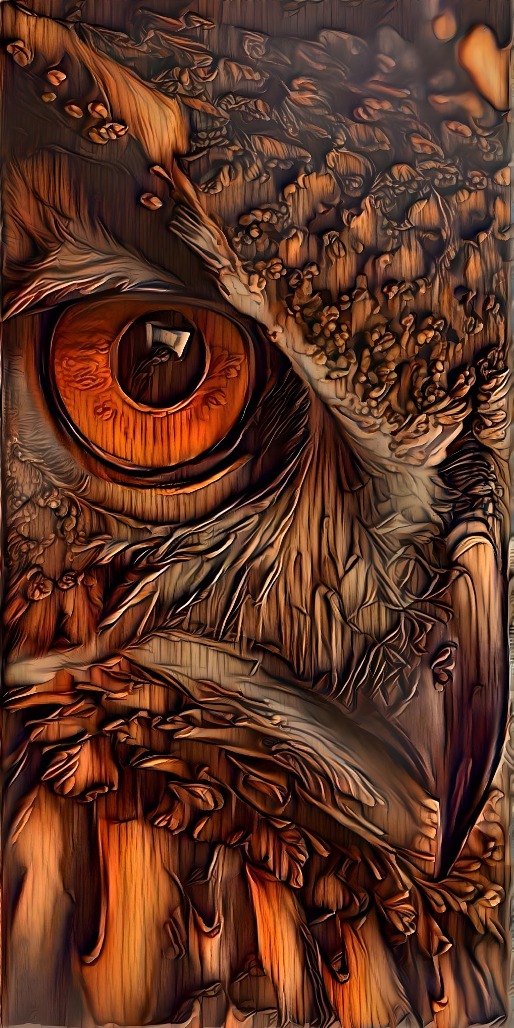 Close-Up of an Owl's Face with Detailed Features