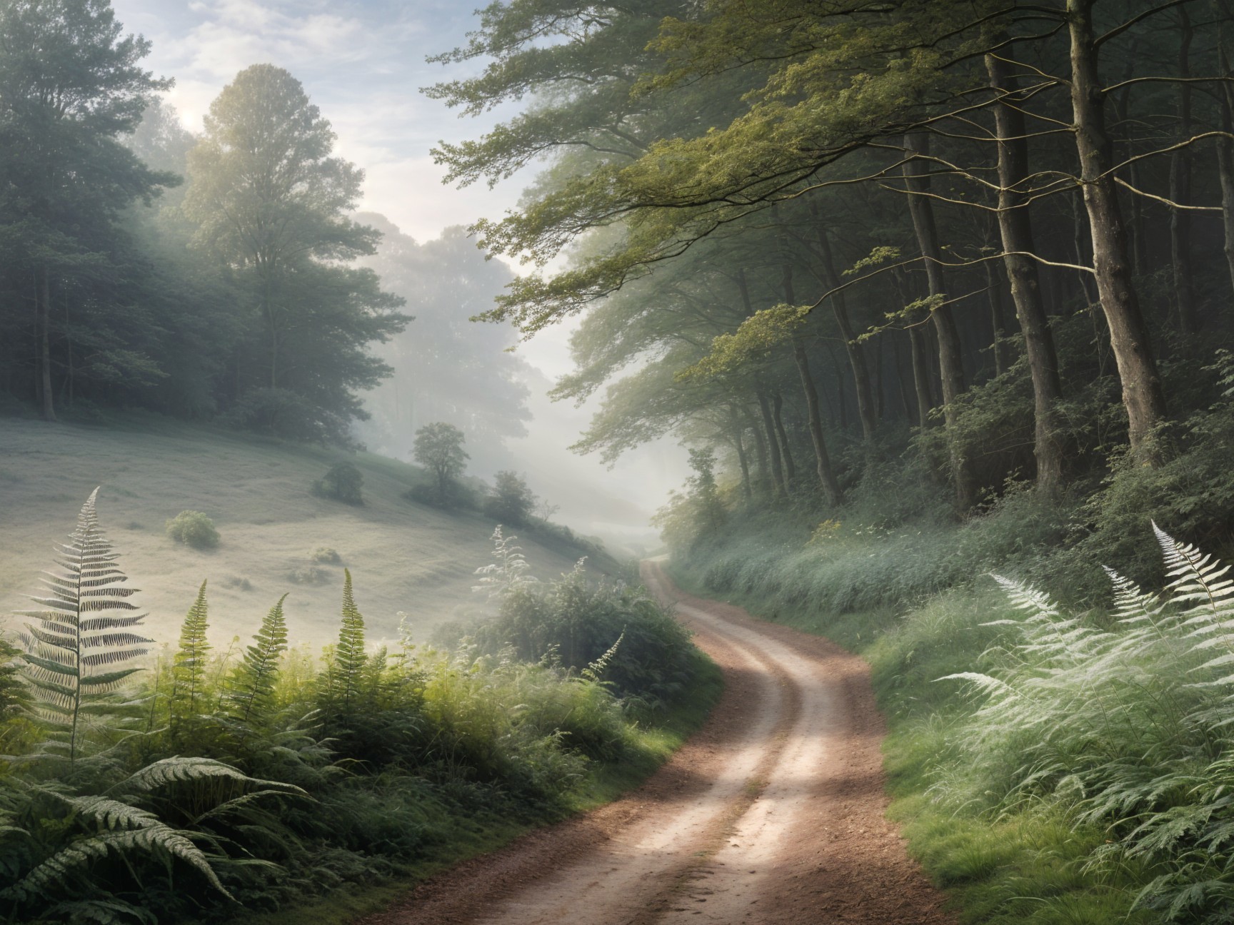 Winding Dirt Path in a Tranquil Forest Scene