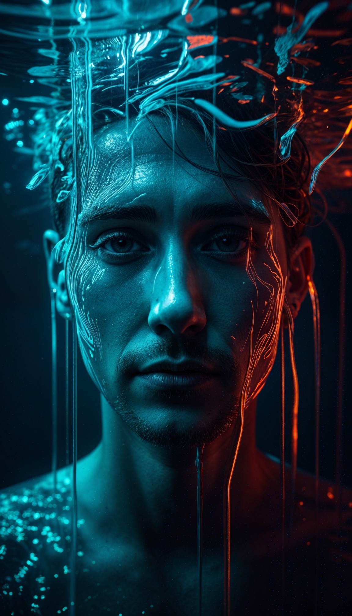 Underwater Portrait of a Young Man with Ethereal Glow