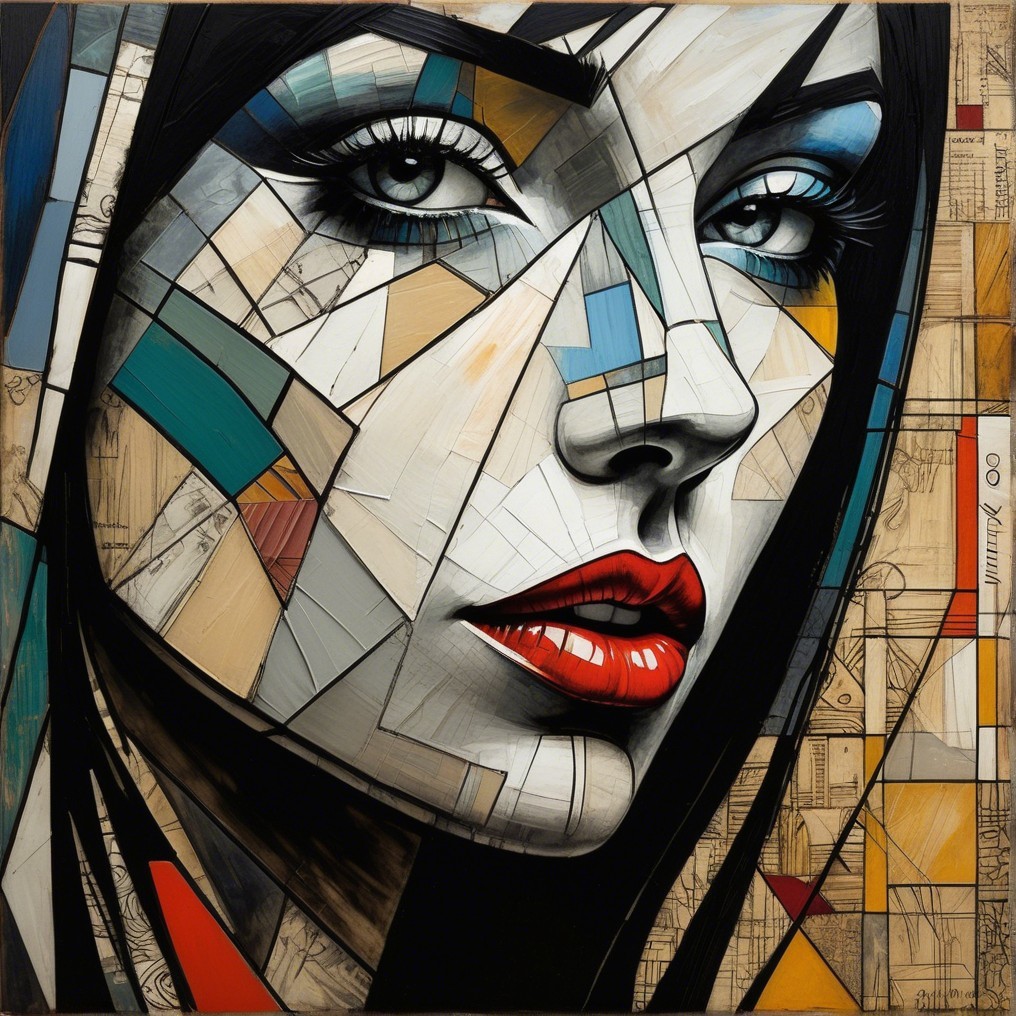 Stylized portrait of a woman with geometric shapes