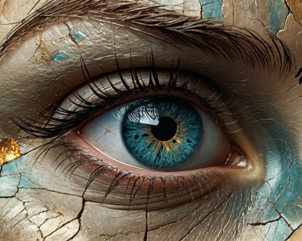 Close-Up of a Detailed Blue Eye with Textured Skin