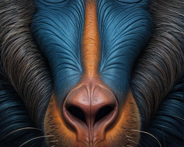Detailed Illustration of a Baboon's Face with Vivid Colors