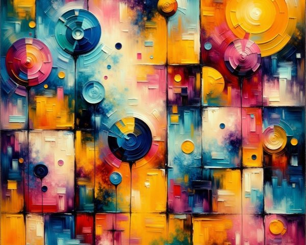 Abstract Composition with Vibrant Colors and Circles