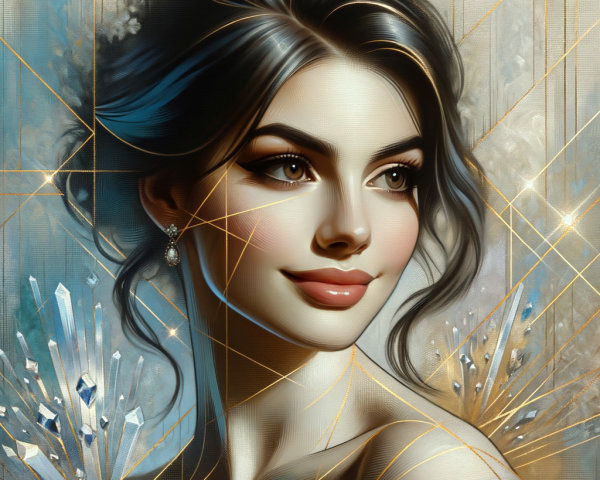 Close-Up Portrait of a Woman with Elegant Features