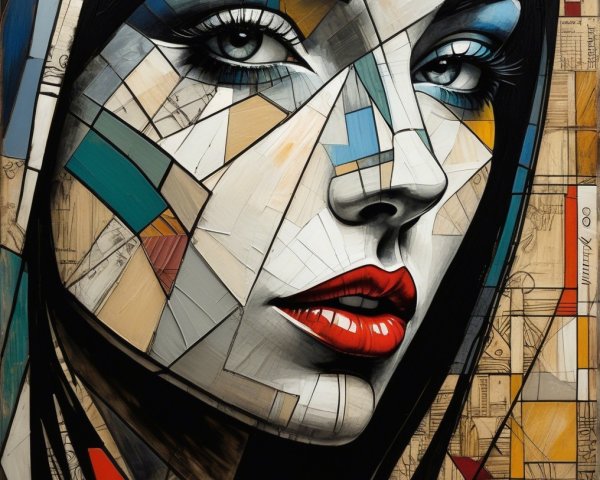 Stylized portrait of a woman with geometric shapes