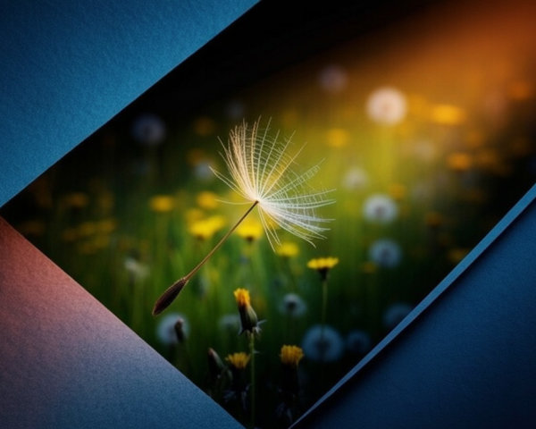 Dandelion Seed Against Vivid Wildflower Background