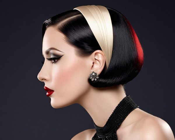 Glamorous woman with bob haircut and bold makeup