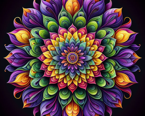 Vibrant Mandala Design with Colorful Floral Patterns
