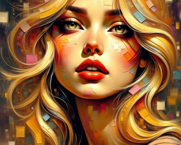Portrait of a Young Woman with Blonde Hair and Golden Eyes
