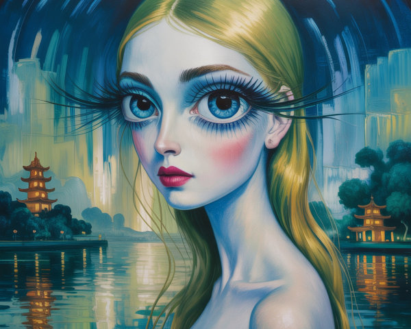 Portrait of a Young Girl in a Mystical Landscape