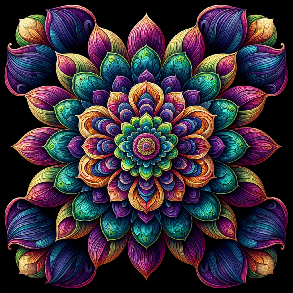 Vibrant Symmetrical Mandala Design with Colorful Patterns