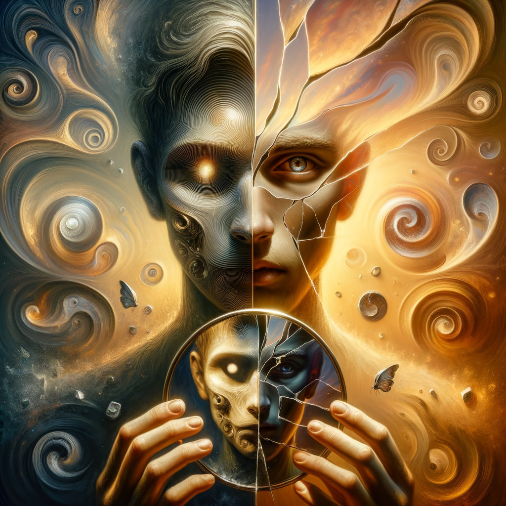 Split Face Art Representing Duality and Transformation