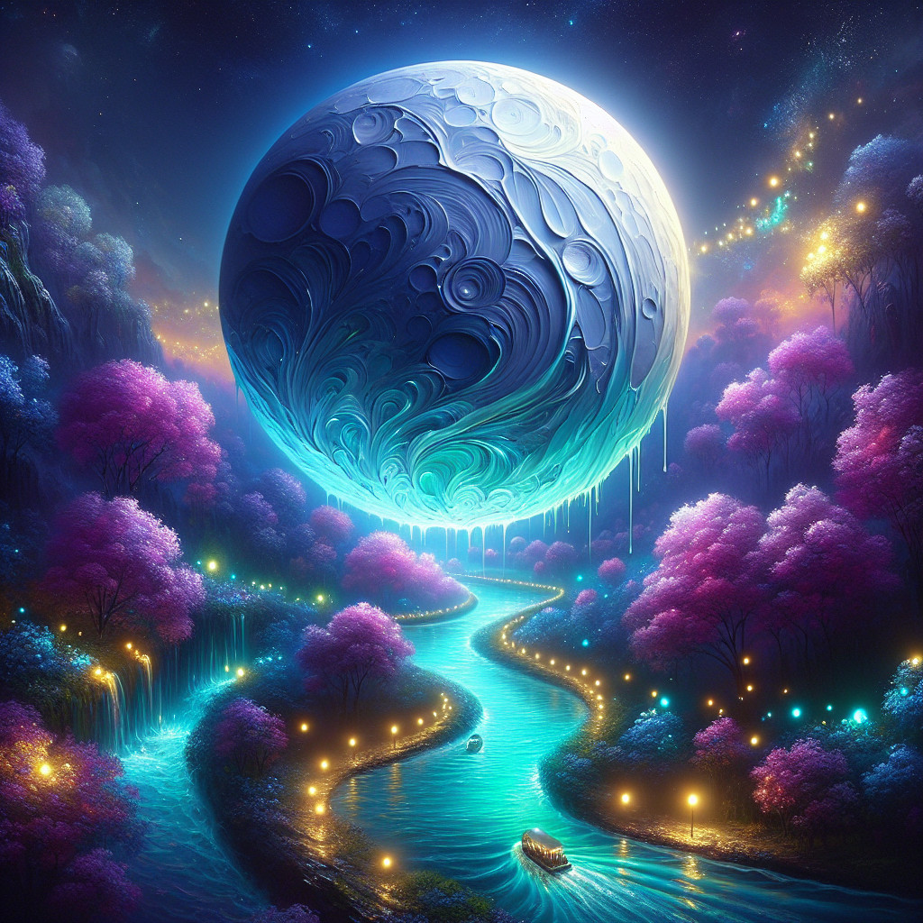 Surreal Landscape with Vibrant Colors and River