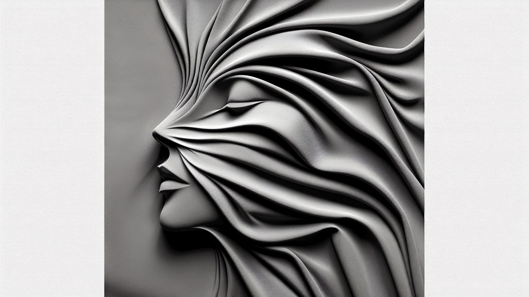 Abstract Fabric Face Sculpture with Fluid Lines