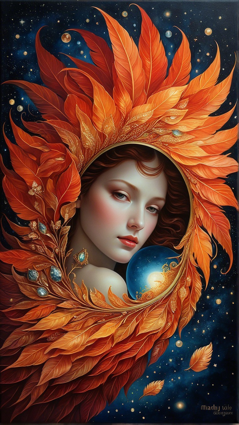 Portrait of a Woman Surrounded by Autumn Leaves