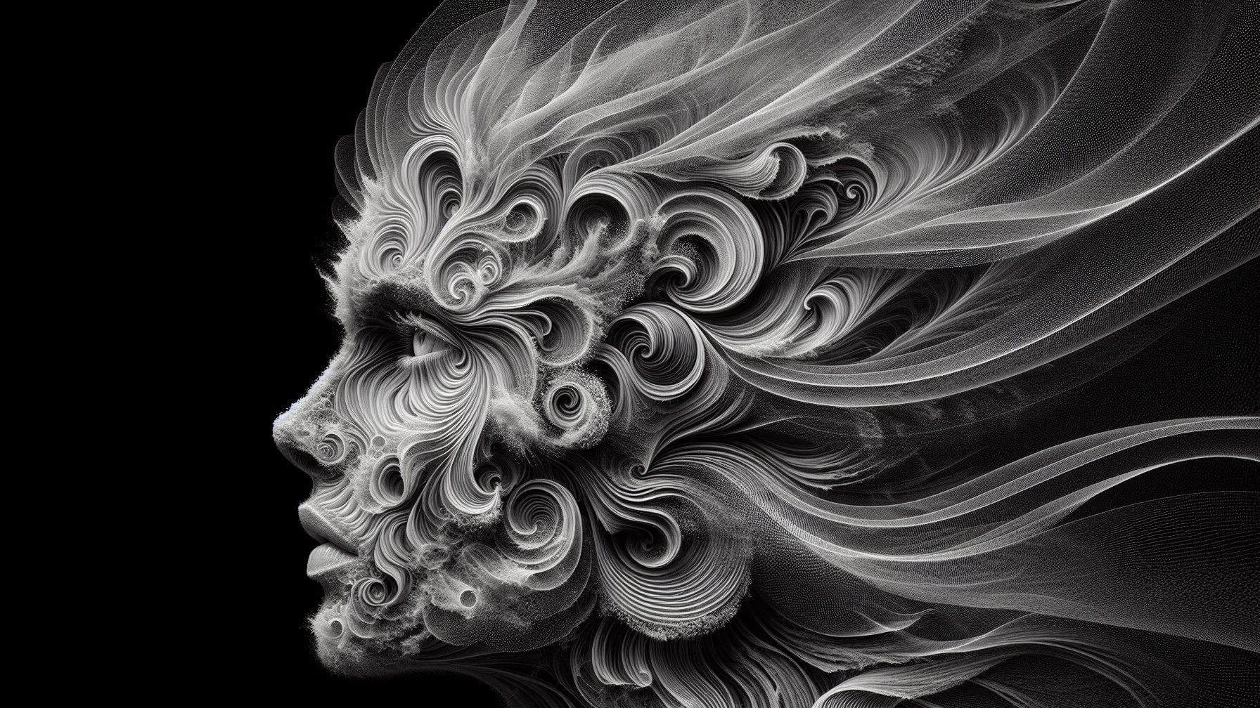 Stylized Profile of a Face in Intricate Patterns