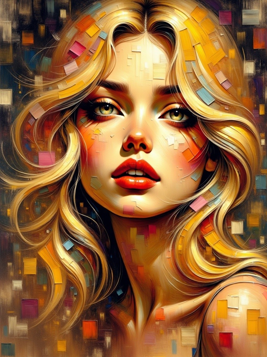 Portrait of a Young Woman with Blonde Hair and Golden Eyes