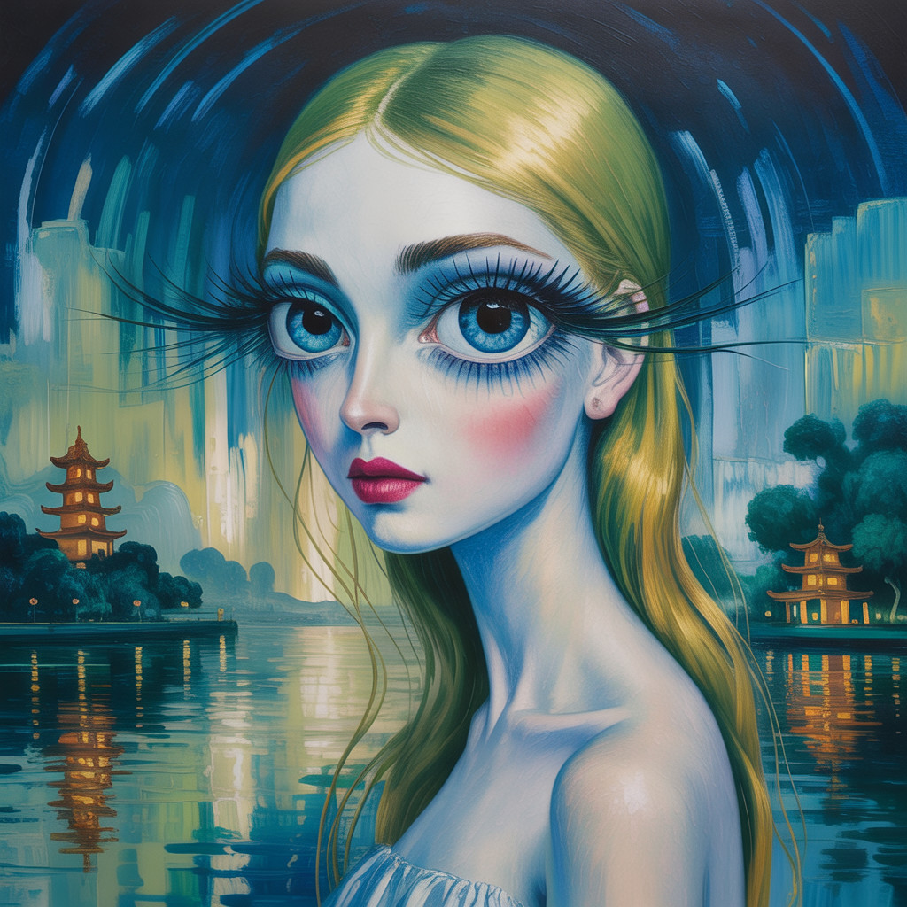 Portrait of a Young Girl in a Mystical Landscape