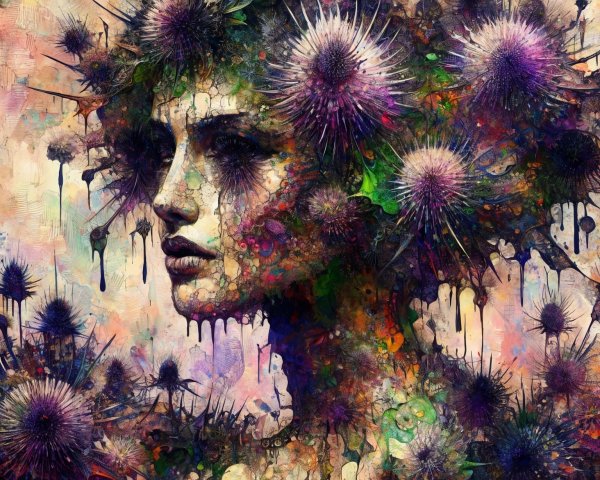 Ethereal Portrait of a Woman with Floral Motifs