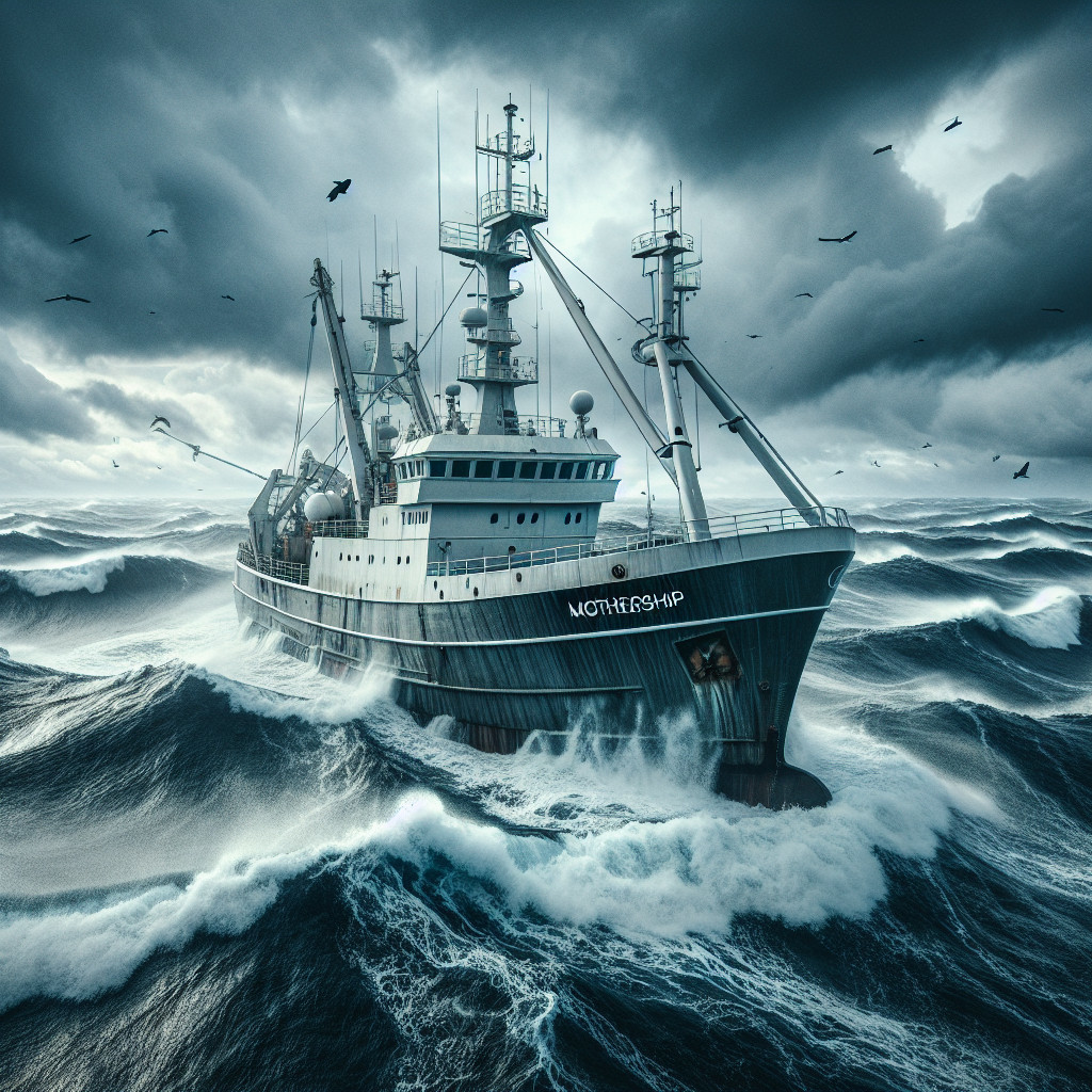 Fishing Vessel Navigating Stormy Ocean Waves