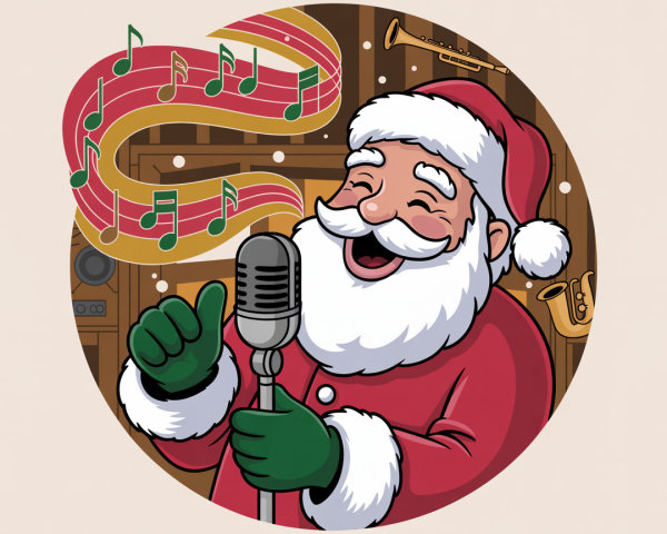 Cheerful Santa Claus Illustration with Vintage Elements