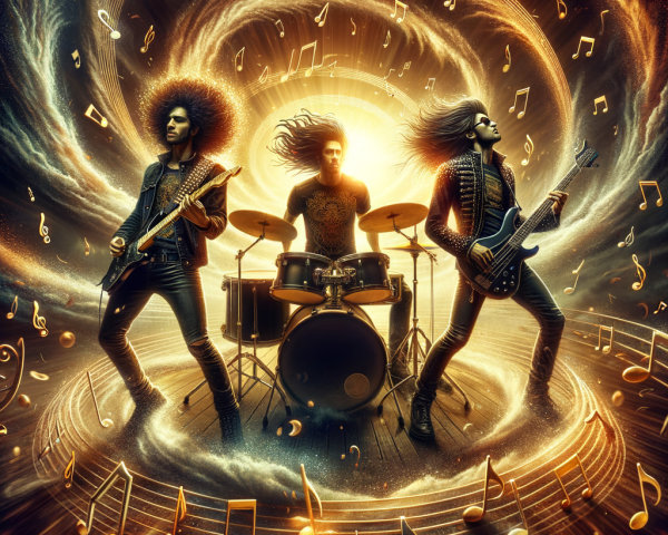 Three Musicians in a Vibrant Performance Scene