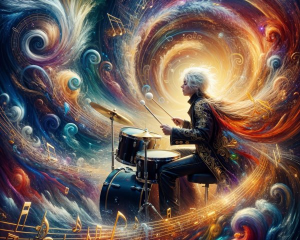 Cosmic Drummer Surrounded by Colorful Galaxies