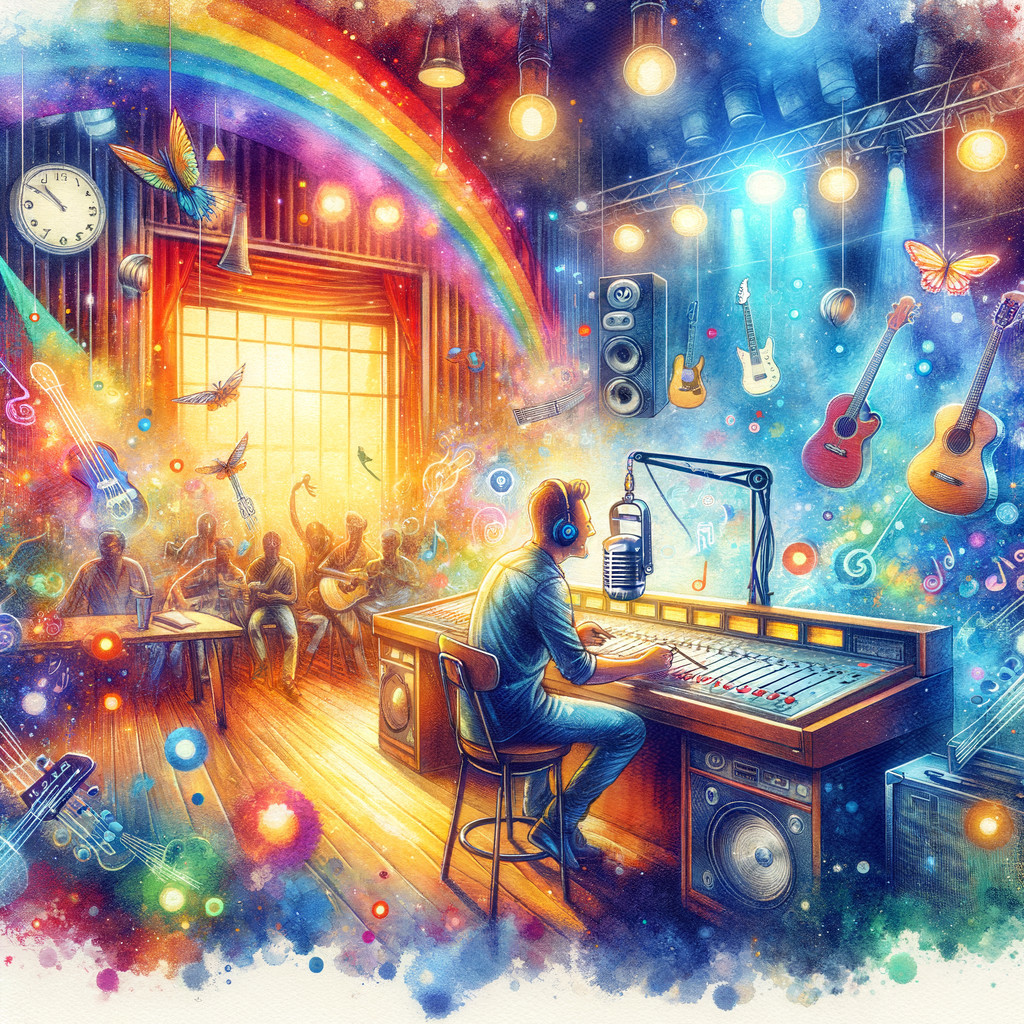 Vibrant Recording Studio with Musicians and Sound Engineer