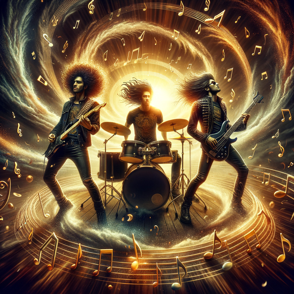 Three Musicians in a Vibrant Performance Scene