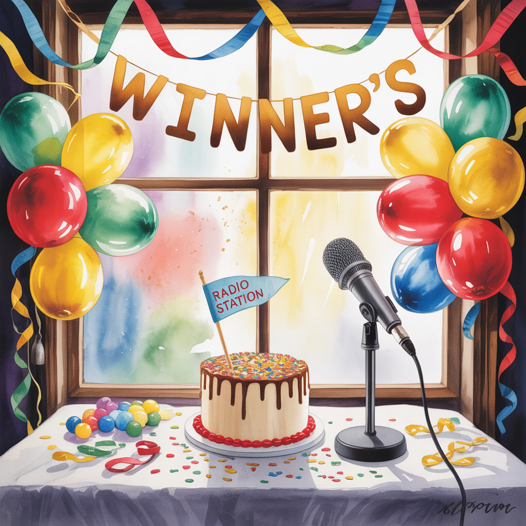 Vibrant Celebration Scene with Balloons and Cake