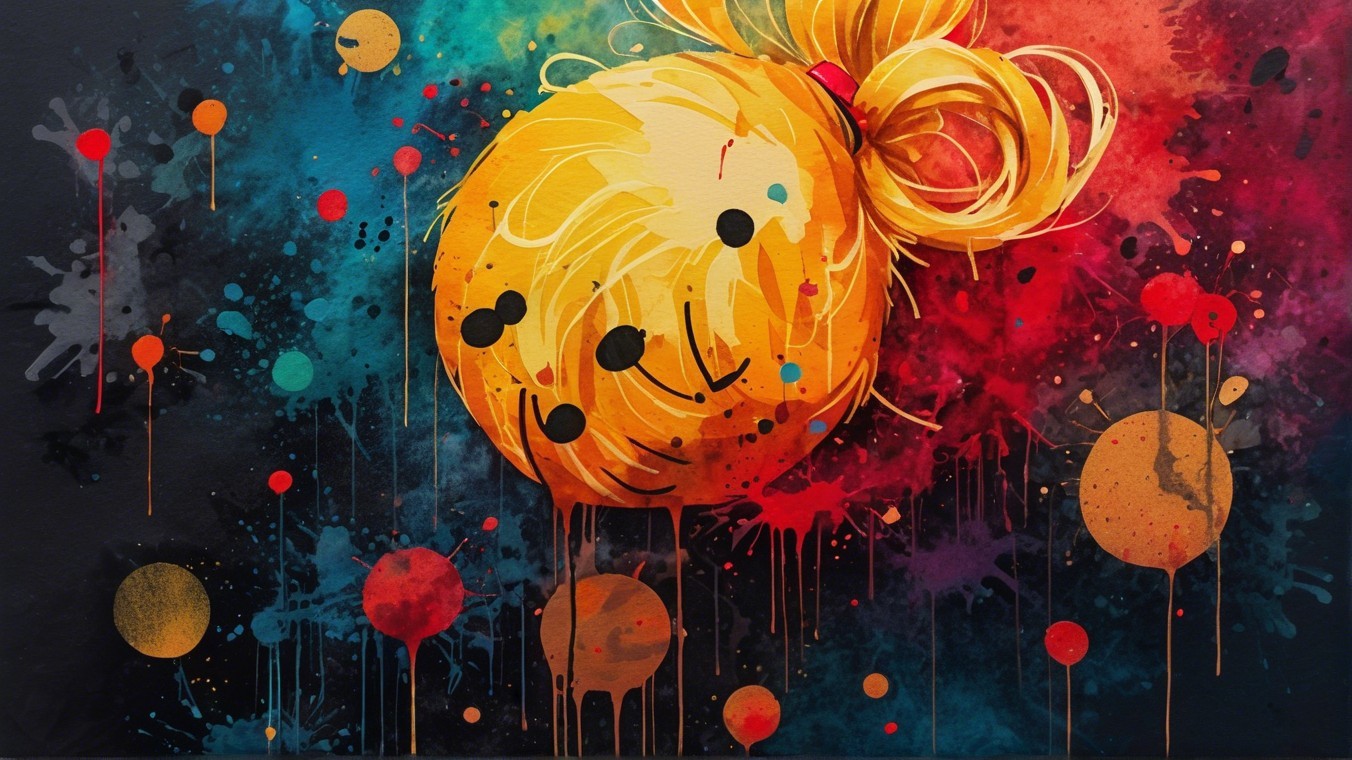 Vibrant Abstract Artwork of Golden-Haired Character